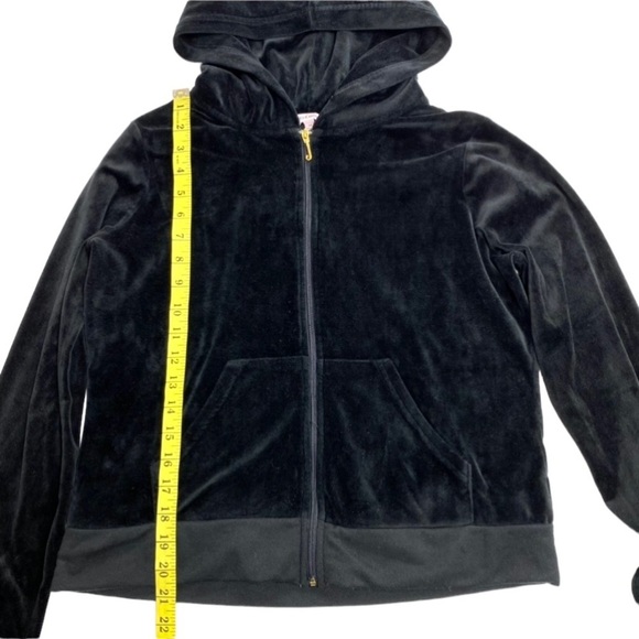 JUICY Culture Rare Velour JC Rhinestone Gold logo Velvet Track Hood Jacket Black - Picture 9 of 9